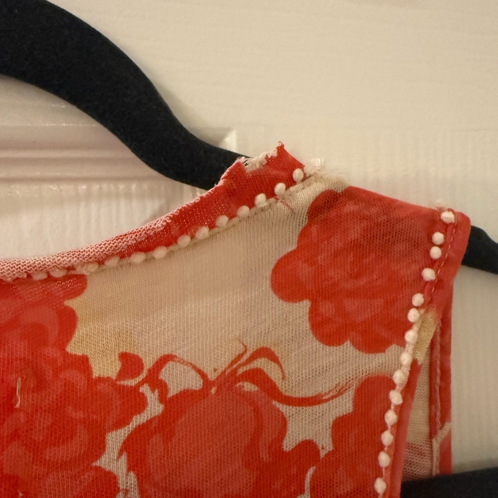 Anthropologie Deletta Red and Cream Floral Tank Top - Picture 7 of 7